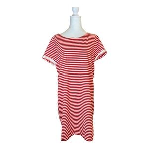 J.Crew Striped T-Shirt Dress Red White Short Sleeve Casual‎ XL
